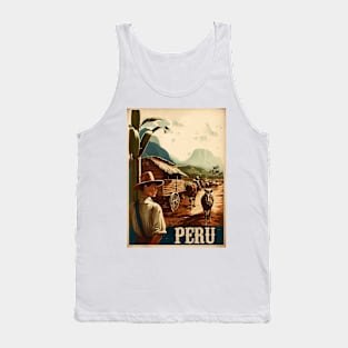 Peru Farmer Vintage Travel Art Poster Tank Top